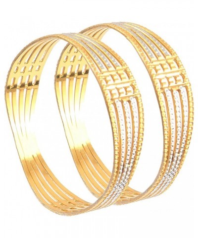 Mandi Bangles Gold Plated Silver Etching Handmade Work Bracelet Jewelry for Women & Girls (Zig Zag Bangles, 2.4) Silver Etchi...