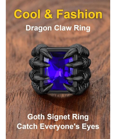 Men Evil Eye Ring Biker Punk Rings, Dragon Claw Ring With Gemstone, Can Engrave, Stainless Steel/Gold Plated/Black-Send Gift ...