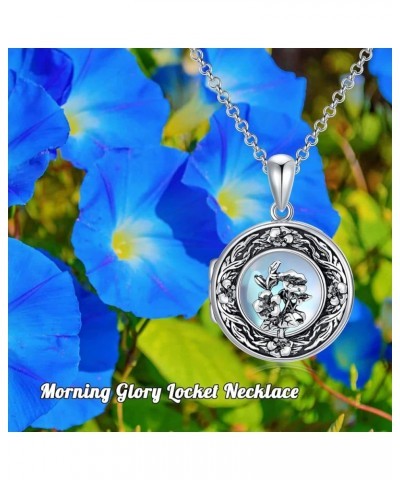 Birth Flower Locket Necklace for Women That Holds Pictures Sterling Silver Memorial Necklace Locket Jewelry Gifts for Women S...