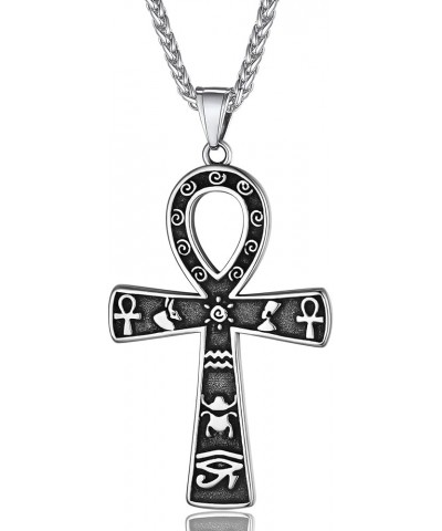 Men Stainless Steel Ankh Cross Necklace, Egyptian Jewelry-Send Gift Box Engrave-cross-stainless $10.19 Necklaces