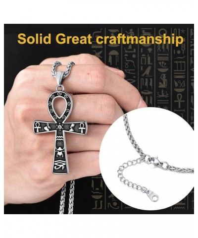 Men Stainless Steel Ankh Cross Necklace, Egyptian Jewelry-Send Gift Box Engrave-cross-stainless $10.19 Necklaces