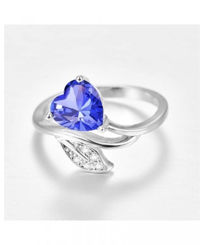 Love Charm Heart Cut Zircon Sweet Ring Jewelry Accessories Woman Birthday Valentine's Day Anniversary Personality Gift Blue-1...