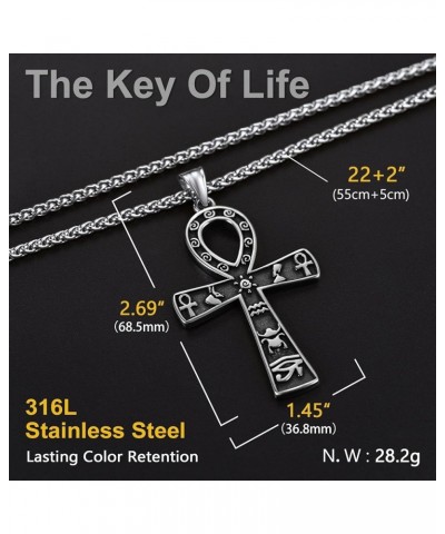 Men Stainless Steel Ankh Cross Necklace, Egyptian Jewelry-Send Gift Box Engrave-cross-stainless $10.19 Necklaces