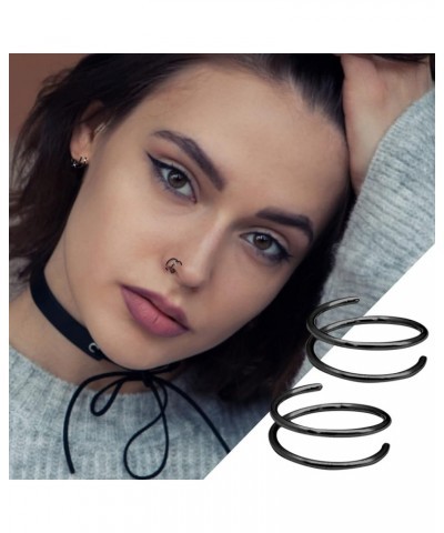 Spiral Nose Hoop for Ladies, Nose Ring for Women Double Nose Hoop Ring for Piercing Nose Hoop Stainless Steel One Size $3.63 ...