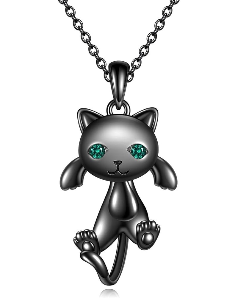 925 Sterling Silver Panda Necklace Cat Necklace for Women Animal Jewelry Gifts for Women Black Cat Necklace CZ $17.10 Necklaces