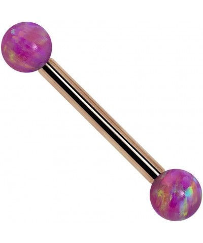 Purple Synthetic Opal 14k Gold Straight Barbell 14k Rose Gold | 16G | 3/4" (19mm) $76.80 Body Jewelry