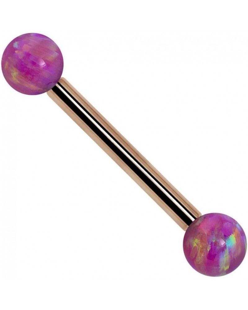 Purple Synthetic Opal 14k Gold Straight Barbell 14k Rose Gold | 16G | 3/4" (19mm) $76.80 Body Jewelry