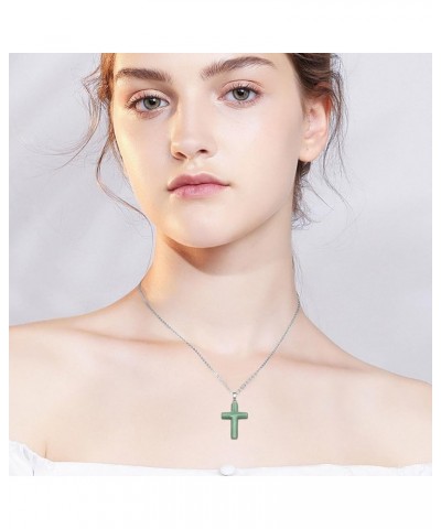 925 Sterling Silver Cross Necklace for Women with Lapis Lazuli/Tiger Eye Stone/Amethyst/Rose Quartz/Green Aventurine Cross Pe...