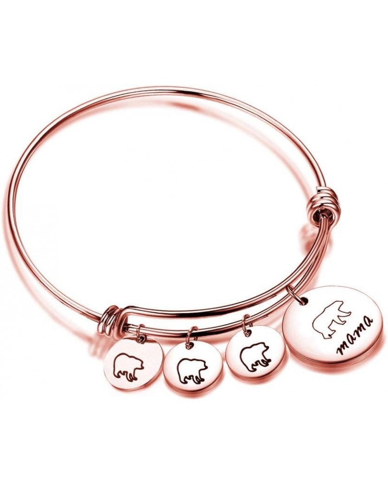 Mama Bear Bracelet with 1 2 3 Cubs Adjustable Bangle Bracelet Mom Gifts 3 Cubs Rose Gold $9.50 Bracelets