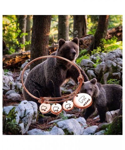 Mama Bear Bracelet with 1 2 3 Cubs Adjustable Bangle Bracelet Mom Gifts 3 Cubs Rose Gold $9.50 Bracelets