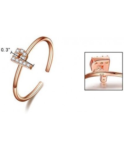 14K Rose Gold Plated Stackable Initial Letter Ring 925 Sterling Silver Alphabet Rings Fashion for Women Girls, Valentine's Da...