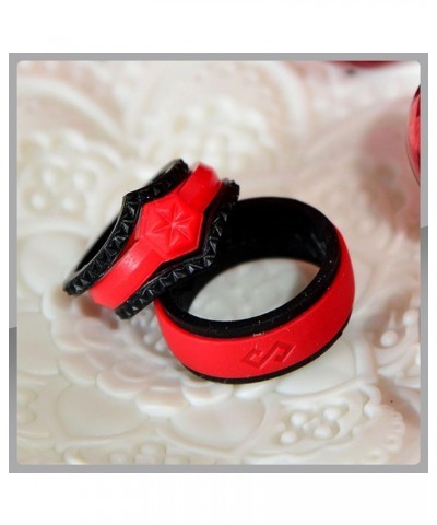 Rinfit Matching Silicone Rings for Couples - Silicone Wedding Bands Sets for Him and Her - His and Hers Ring Sets Black/Red -...