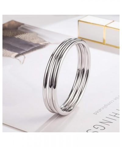 Fashion Smooth Moments Charm 925 Sterling Silver Bracelet Minimalist DIY Women 4MM Bangle Diameter 60-65 MM Jewelry Gift 3 pi...