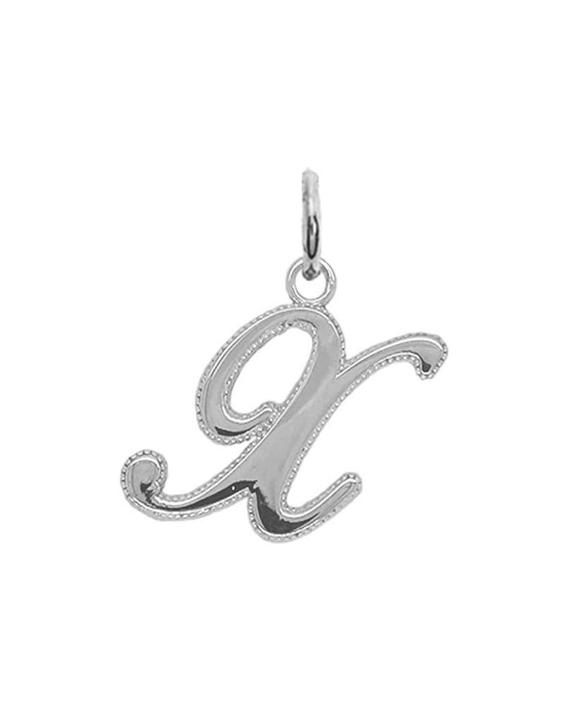 Solid 10k White Gold Personalized Initial Letter Pendant, Cursive-Style A-Z Initial Pendant for Women and Men, White Gold Let...