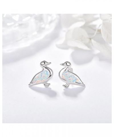 925 Sterling Silver Synthetic Opal Earrings Hypoallergenic Earrings Dainty Stud Birthday Gift for Her Duck $14.57 Earrings