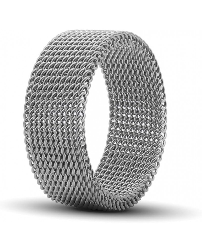 1Pc Stainless Steel 8mm Mesh Ring for Women Men.Fashion Wide Woven Mesh Ring Comfort Fit Wire Mesh Band Ring Punk Jewelry Gif...