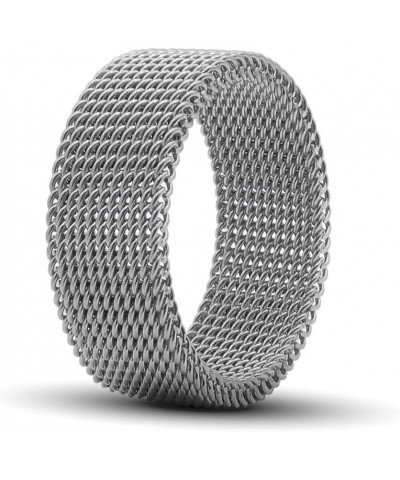 1Pc Stainless Steel 8mm Mesh Ring for Women Men.Fashion Wide Woven Mesh Ring Comfort Fit Wire Mesh Band Ring Punk Jewelry Gif...