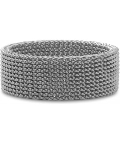 1Pc Stainless Steel 8mm Mesh Ring for Women Men.Fashion Wide Woven Mesh Ring Comfort Fit Wire Mesh Band Ring Punk Jewelry Gif...