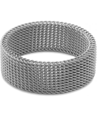 1Pc Stainless Steel 8mm Mesh Ring for Women Men.Fashion Wide Woven Mesh Ring Comfort Fit Wire Mesh Band Ring Punk Jewelry Gif...