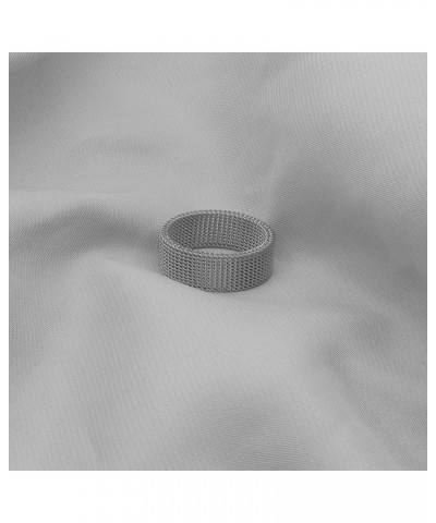 1Pc Stainless Steel 8mm Mesh Ring for Women Men.Fashion Wide Woven Mesh Ring Comfort Fit Wire Mesh Band Ring Punk Jewelry Gif...