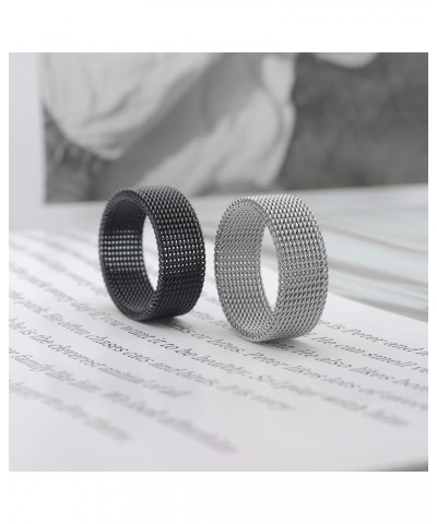 1Pc Stainless Steel 8mm Mesh Ring for Women Men.Fashion Wide Woven Mesh Ring Comfort Fit Wire Mesh Band Ring Punk Jewelry Gif...