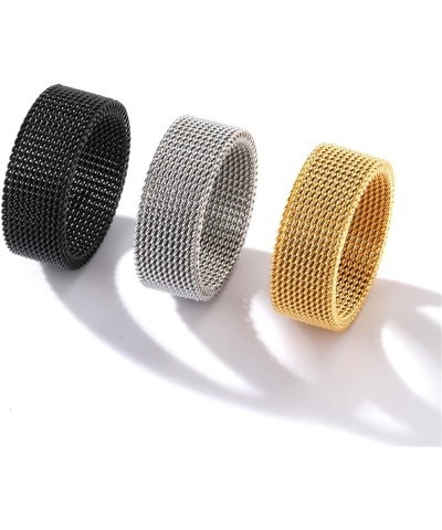 1Pc Stainless Steel 8mm Mesh Ring for Women Men.Fashion Wide Woven Mesh Ring Comfort Fit Wire Mesh Band Ring Punk Jewelry Gif...