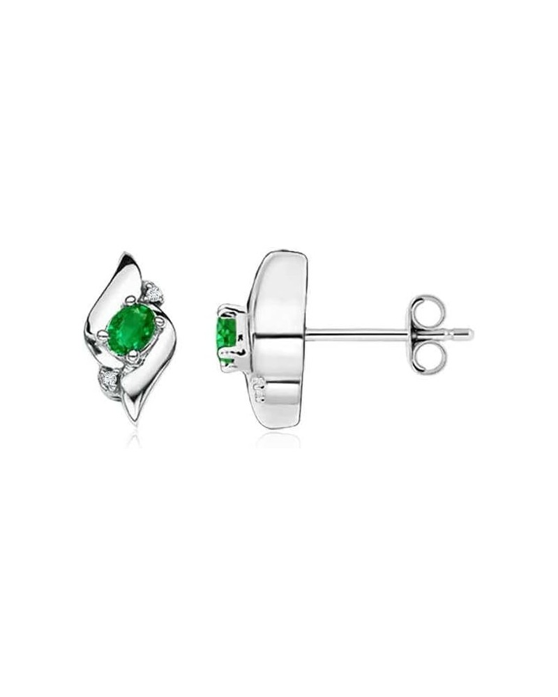 Natural Emerald Stud Earrings for Women Girls in Sterling Silver/14K Solid Gold/Platinum | May Birthstone Jewelry Gift for He...