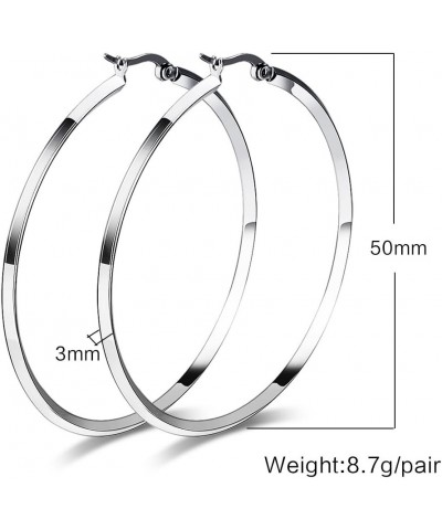 Women's Stainless Steel Gold Plated Heart Shape Hinged Large Hoop Earring,Anti-Allergy Circle+Silver $4.86 Earrings