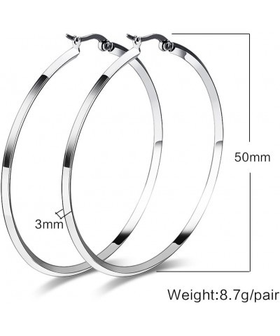 Women's Stainless Steel Gold Plated Heart Shape Hinged Large Hoop Earring,Anti-Allergy Circle+Silver $4.86 Earrings