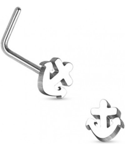 Anchor Top 316L Surgical Steel L Bend WildKlass Nose Ring (Sold by Piece) 20 GA, Length: 6mm, Steel $8.15 Body Jewelry