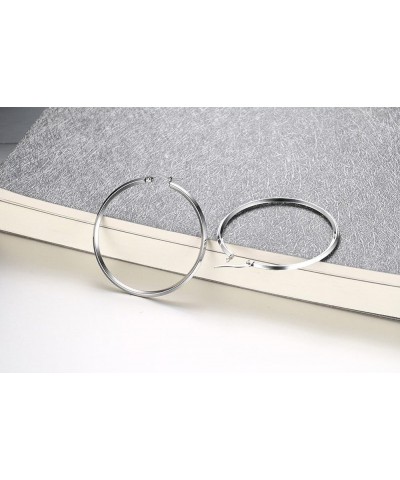 Women's Stainless Steel Gold Plated Heart Shape Hinged Large Hoop Earring,Anti-Allergy Circle+Silver $4.86 Earrings