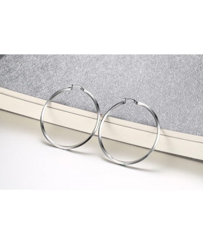 Women's Stainless Steel Gold Plated Heart Shape Hinged Large Hoop Earring,Anti-Allergy Circle+Silver $4.86 Earrings