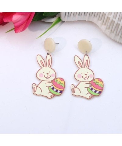 Easter Earrings for Women Girls,Cute Colorful Acrylic Easter Bunny Earrings,Easter Egg Rabbit Earrings,Cute Animal Earrings C...