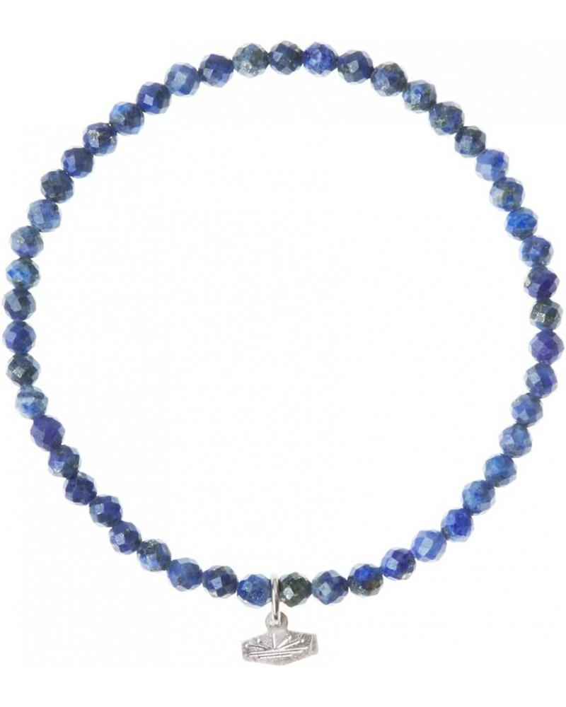 Mini Faceted Stone Stacking Bracelet - Lapis/Silver, (SP001) $10.83 Bracelets