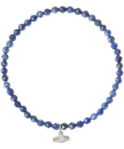 Mini Faceted Stone Stacking Bracelet - Lapis/Silver, (SP001) $10.83 Bracelets