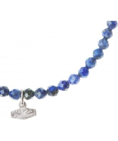 Mini Faceted Stone Stacking Bracelet - Lapis/Silver, (SP001) $10.83 Bracelets