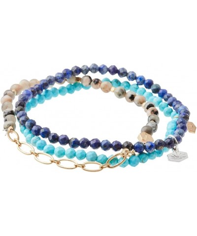 Mini Faceted Stone Stacking Bracelet - Lapis/Silver, (SP001) $10.83 Bracelets