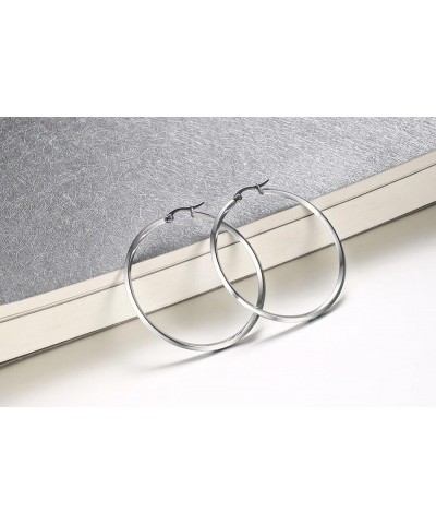 Women's Stainless Steel Gold Plated Heart Shape Hinged Large Hoop Earring,Anti-Allergy Circle+Silver $4.86 Earrings