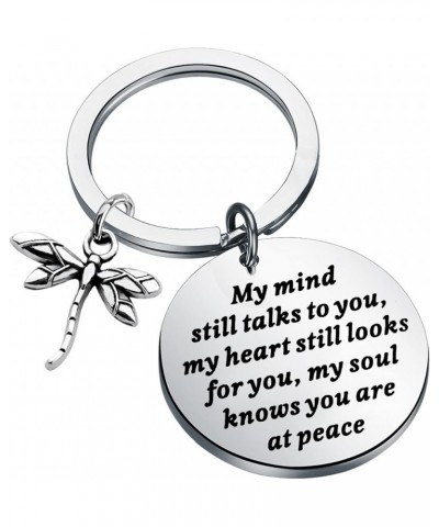 Dragonfly Memorial Gift Loss of Loved One Gift My Mind Still Talks To You Sympathy Keychain My Mind Dragonfly $10.58 Pendants