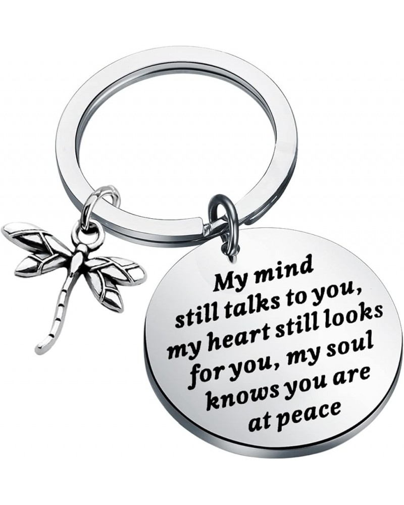 Dragonfly Memorial Gift Loss of Loved One Gift My Mind Still Talks To You Sympathy Keychain My Mind Dragonfly $10.58 Pendants