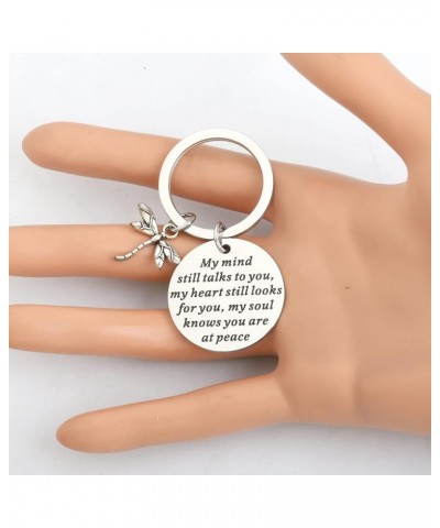 Dragonfly Memorial Gift Loss of Loved One Gift My Mind Still Talks To You Sympathy Keychain My Mind Dragonfly $10.58 Pendants