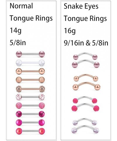 14G Tongue Rings Snake Frog Eyes Piercing Jewelry for Women Men Surgical Steel Plastic Tongue Rings Para La Lengua Aretes Ros...