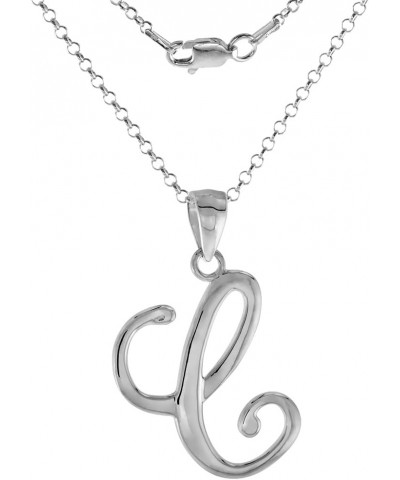 Small 3/4 inch Sterling Silver Script Initial C Pendant Necklace for Women Flawless High Polished 16-20 inch with 16 inch 0.8...