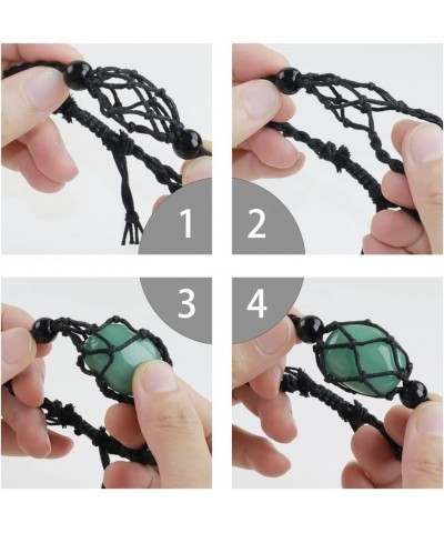 12 PCS Crystal Cage Necklace Holder 1.57 Necklace Cord Empty Stone Holder Pendant Stone Holder Replacement Hand-Woven Necklac...