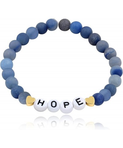 Faith Brave Love Inspirational Bracelets, Natural Matte Aventurine Beads Bracelet 17cm/6.7inch HOPE-blue $8.99 Bracelets