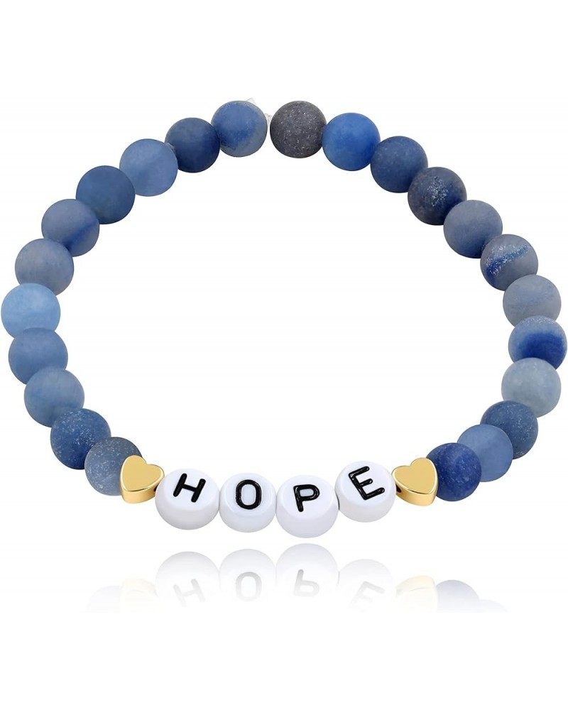 Faith Brave Love Inspirational Bracelets, Natural Matte Aventurine Beads Bracelet 17cm/6.7inch HOPE-blue $8.99 Bracelets