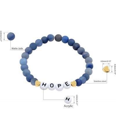 Faith Brave Love Inspirational Bracelets, Natural Matte Aventurine Beads Bracelet 17cm/6.7inch HOPE-blue $8.99 Bracelets