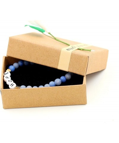 Faith Brave Love Inspirational Bracelets, Natural Matte Aventurine Beads Bracelet 17cm/6.7inch HOPE-blue $8.99 Bracelets