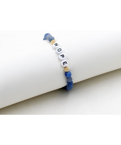 Faith Brave Love Inspirational Bracelets, Natural Matte Aventurine Beads Bracelet 17cm/6.7inch HOPE-blue $8.99 Bracelets