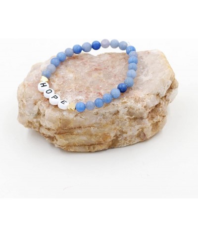 Faith Brave Love Inspirational Bracelets, Natural Matte Aventurine Beads Bracelet 17cm/6.7inch HOPE-blue $8.99 Bracelets